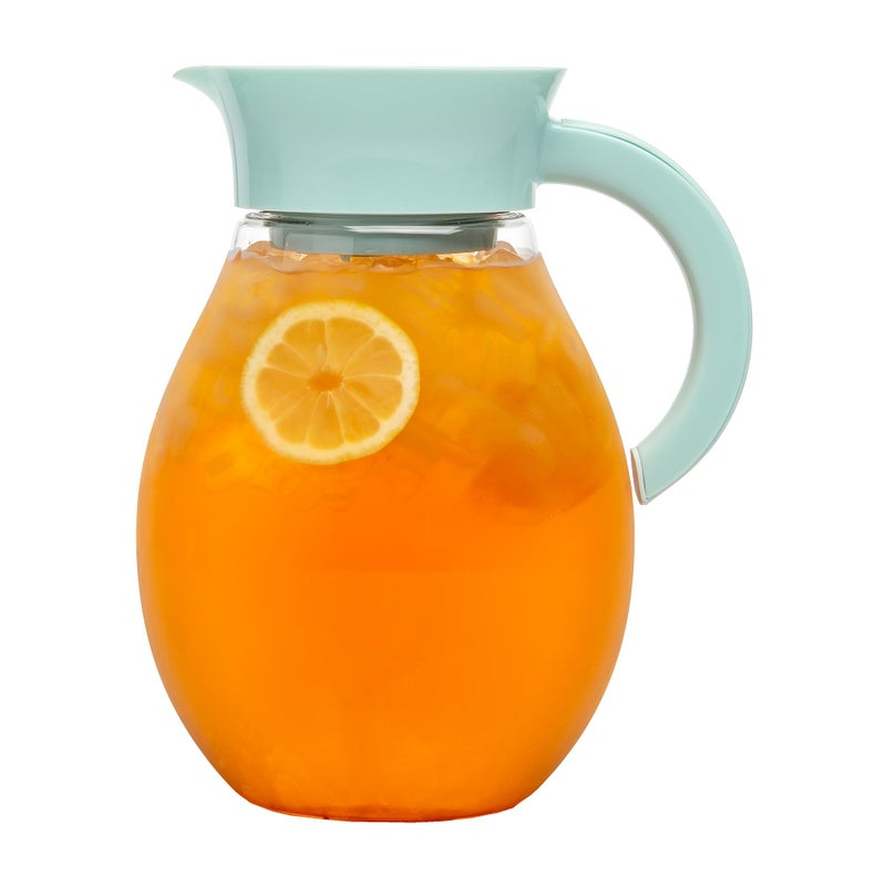Primula The Big Iced Tea Maker and Infuser, Plastic Beverage Pitcher with Leak Proof, Airtight Lid, Fine Mesh Reusable Filter, Made without BPA, Dishwasher Safe, Aqua - Image 1