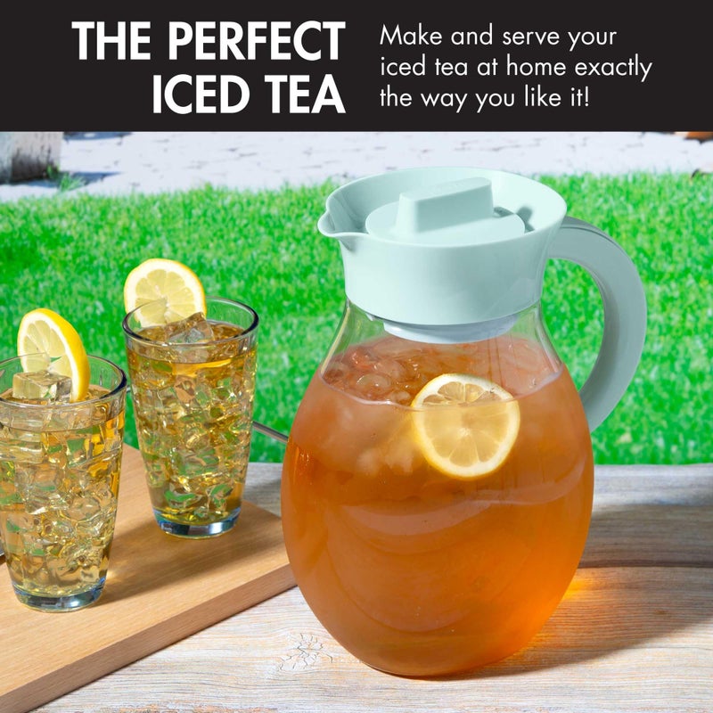 Primula The Big Iced Tea Maker and Infuser, Plastic Beverage Pitcher with Leak Proof, Airtight Lid, Fine Mesh Reusable Filter, Made without BPA, Dishwasher Safe, Aqua - Image 2