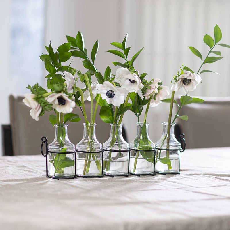 Le'raze 5pc Glass Flower Vase with Metal Holder, Best Vases for Flowers, Set for Home Decor, Wedding Decorations, Table Decor, Kitchen, Bathroom, Bedroom, Shelf Decor, Best Modern Vase for Flower Arrangement - Image 4