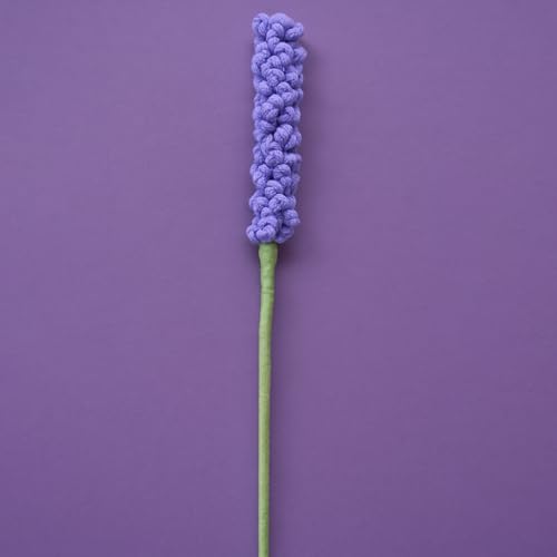 SYCAMORE EAST Handmade Crochet Lavender Flower Stem – Knitted Purple Bloom, Cotton Yarn, Eco-Friendly Artificial Floral Décor & Gift - Image 1
