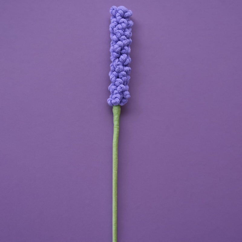 SYCAMORE EAST Handmade Crochet Lavender Flower Stem – Knitted Purple Bloom, Cotton Yarn, Eco-Friendly Artificial Floral Décor & Gift - Image 2