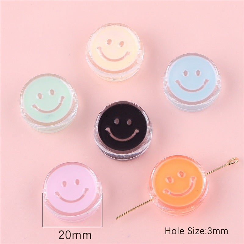 Acrylic Round Smiley Oil Dropping Cartoon Accessories DIY Handmade Material Homemade Mobile Phone Case Keychain Pendant Circular color mixing aperture 3mm 
