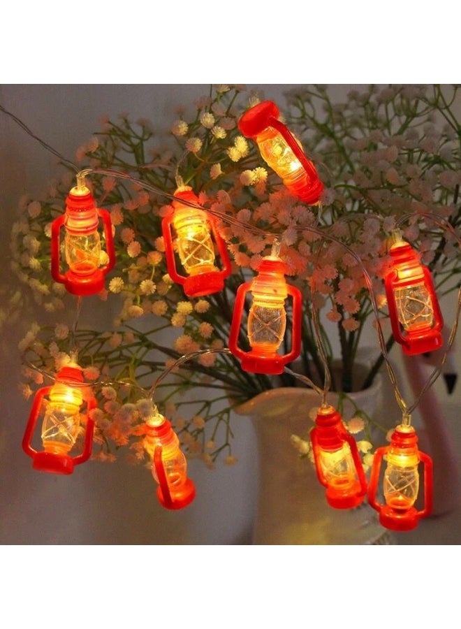 NIBEMINENT 10-LED Lantern String Light Red/Clear/Warm Yellow 1.5meter - Image 1