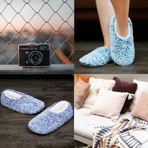 Cozylook 2-Pair Slippers for Women Soft Sole with Grippers Thick Warm Fuzzy Sherpa Lined Comfortable Home Wear Size 5-6 - Image 2