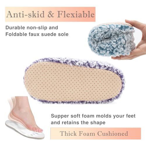 Cozylook 2-Pair Slippers for Women Soft Sole with Grippers Thick Warm Fuzzy Sherpa Lined Comfortable Home Wear Size 5-6 - Image 5
