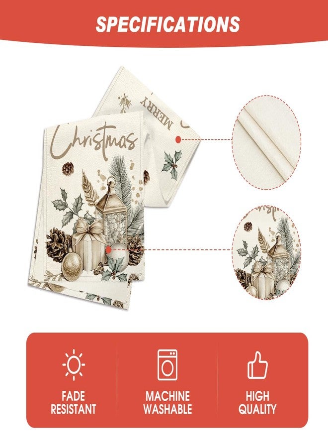 Artoid Mode Xmas Ball Gifts Pine Cone 210 GSM Christmas Table Runner, Seasonal Winter Kitchen Dining Table Decoration for Home Party Decor 13x72 Inch - Image 5