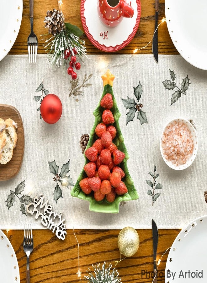 Artoid Mode Xmas Ball Gifts Pine Cone 210 GSM Christmas Table Runner, Seasonal Winter Kitchen Dining Table Decoration for Home Party Decor 13x72 Inch - Image 4