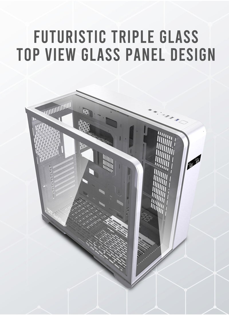 aigo - Darkflash L280 ATX/M-ATX/ITX Triple Curve Glass Gaming PC Case with 4*120MM ARGB Fans & LCD Display Shows CPU & GPU Temperature, Supports 360MM Radiators, USB 3.0 Gaming Case - Image 1
