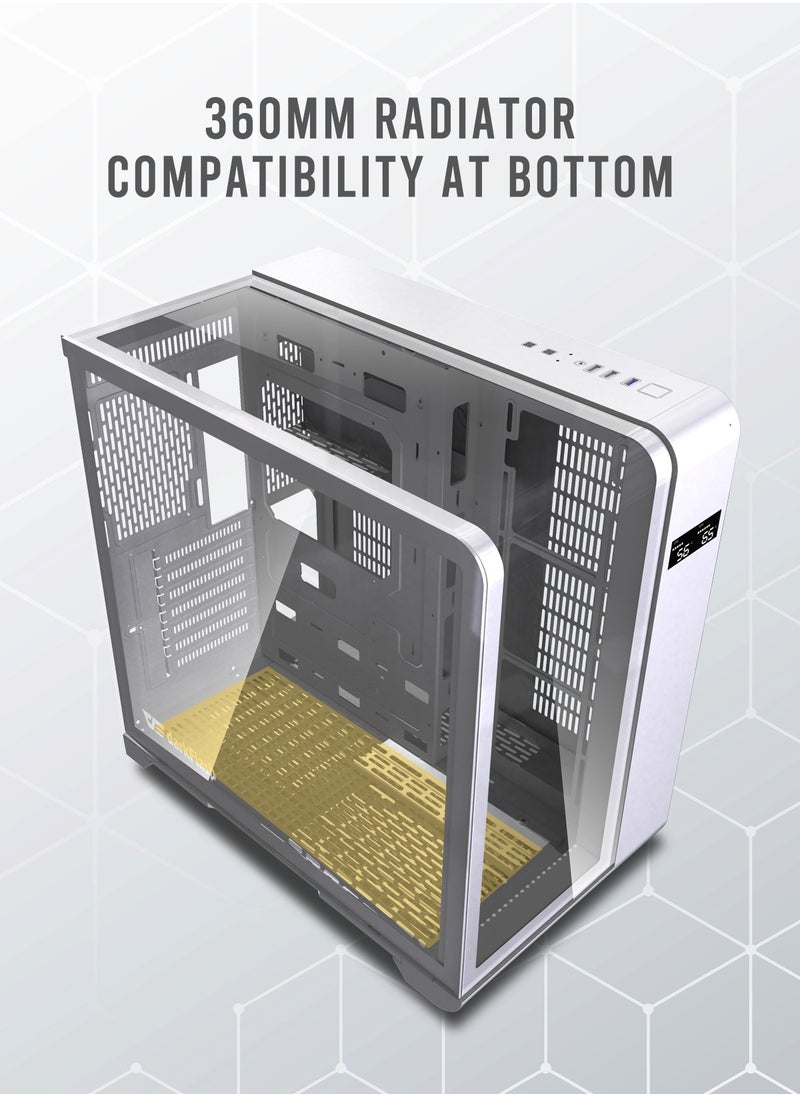 aigo - Darkflash L280 ATX/M-ATX/ITX Triple Curve Glass Gaming PC Case with 4*120MM ARGB Fans & LCD Display Shows CPU & GPU Temperature, Supports 360MM Radiators, USB 3.0 Gaming Case - Image 1