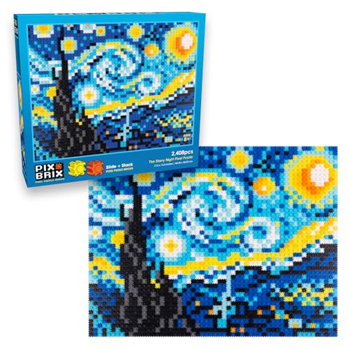 Pix Brix Pixel Art Puzzle Bricks Starry Night Pixel Puzzle Patented Colorful Building Bricks Create 2D and 3D Builds Without Water Iron or Glue Stem Toys for Adults and Kids - Image 1