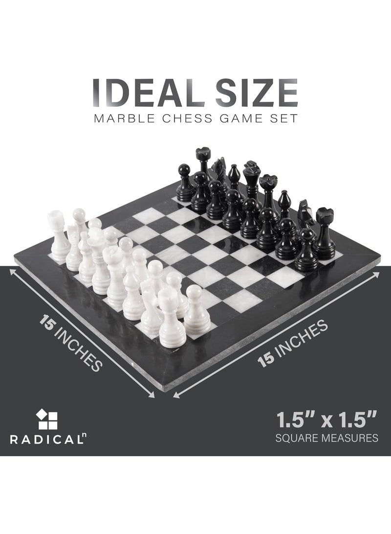 RADICALn Marble Chess Set with Storage Box 15 Inches Black and White Handmade Chess Sets for Adults -1 Chess Board & 32 Chess Pieces - Board Chess Game - Image 3
