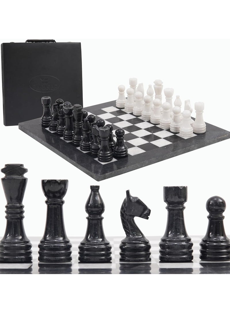 RADICALn Marble Chess Set with Storage Box 15 Inches Black and White Handmade Chess Sets for Adults -1 Chess Board & 32 Chess Pieces - Board Chess Game - Image 1
