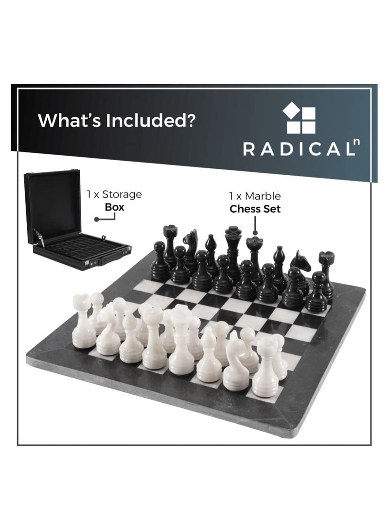 RADICALn Marble Chess Set with Storage Box 15 Inches Black and White Handmade Chess Sets for Adults -1 Chess Board & 32 Chess Pieces - Board Chess Game - Image 2