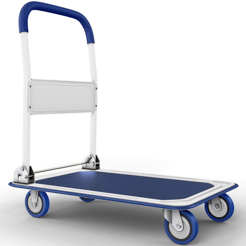 Lifetime Appliance Parts Upgraded Foldable Push Cart Dolly  660 lbs Capacity Moving Platform Hand Truck  Heavy Duty Space Saving Collapsible  Swivel Push Handle Flat Bed Wagon  Blue 