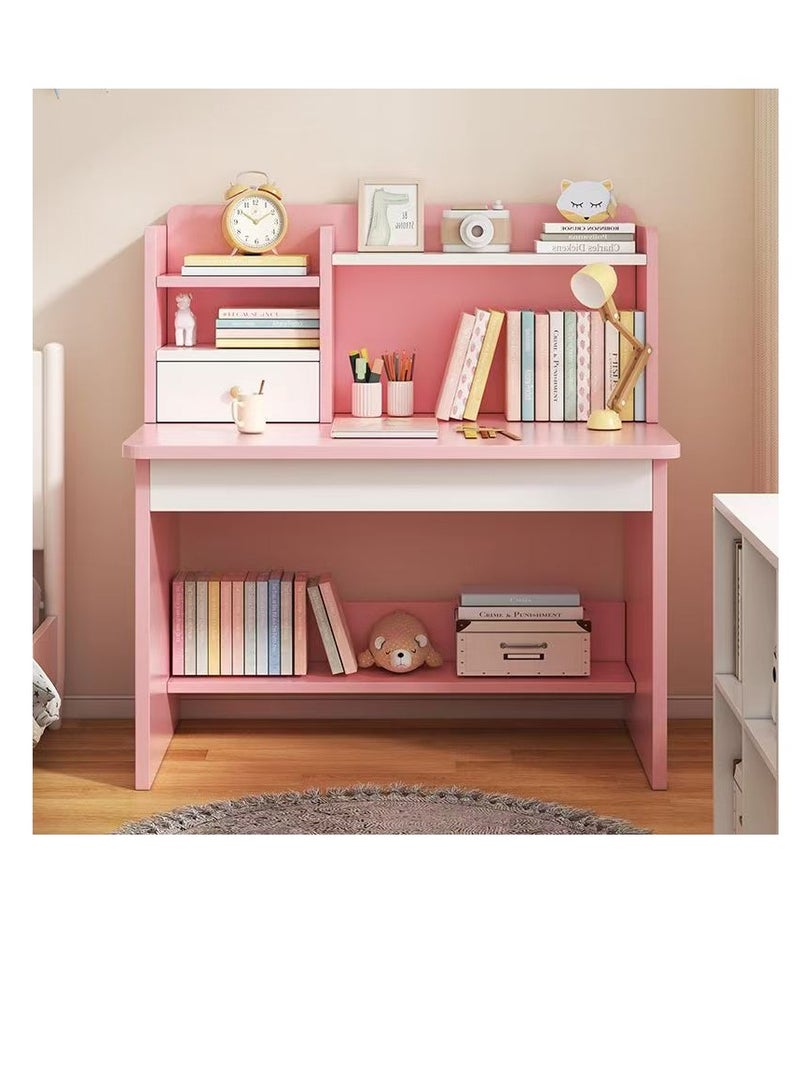 Kids Study Desk, Student Desk, Student Writing Desk, Multi-functional Kids Study Desk, Home Office Desk, Laptop Desk with Multi-tier Bookshelf and Storage Drawer, for Boys and Girls（YN118) - Image 1