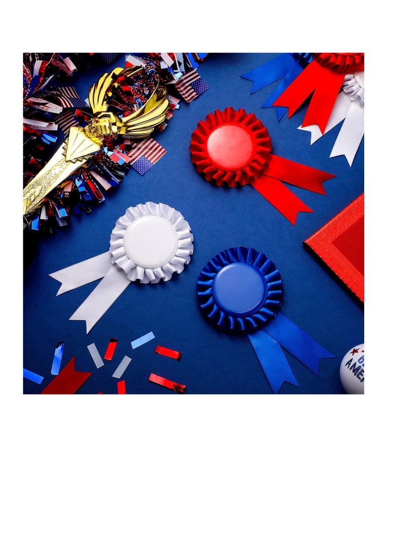 9 Pcs Blank Award Ribbon, Victory Ribbons, Ribbons Honorable, Recognition Ribbons for DIY Classroom Party, Competition, Sports Event (White, Blue, Red)