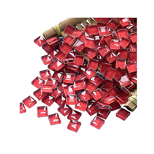 FAIRUO Mosaic Tiles Squares Deep Red Crystal Mosaic Glass Tile for Crafts Bulk DIY Picture Frames Handmade Jewelry Coasters Art Material Decoration,1x1cm,100 Pieces - Image 1