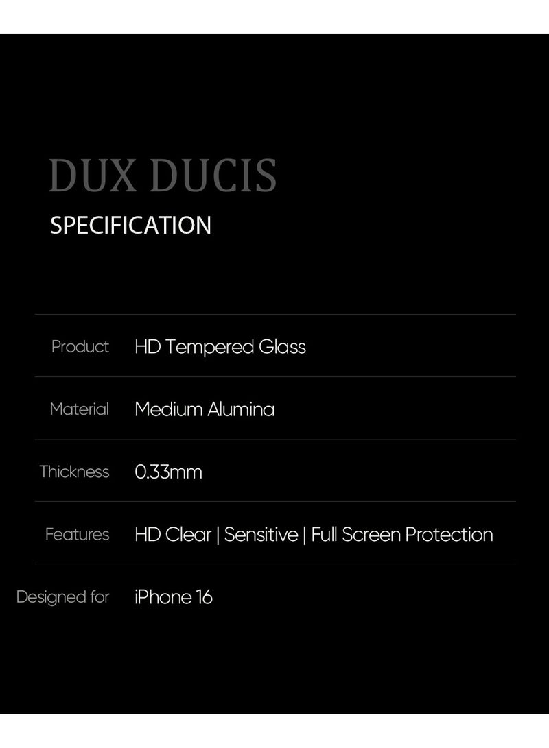 DUX DUCIS Tempered Glass Screen Protector For iPhone 16 - Black - Image 3