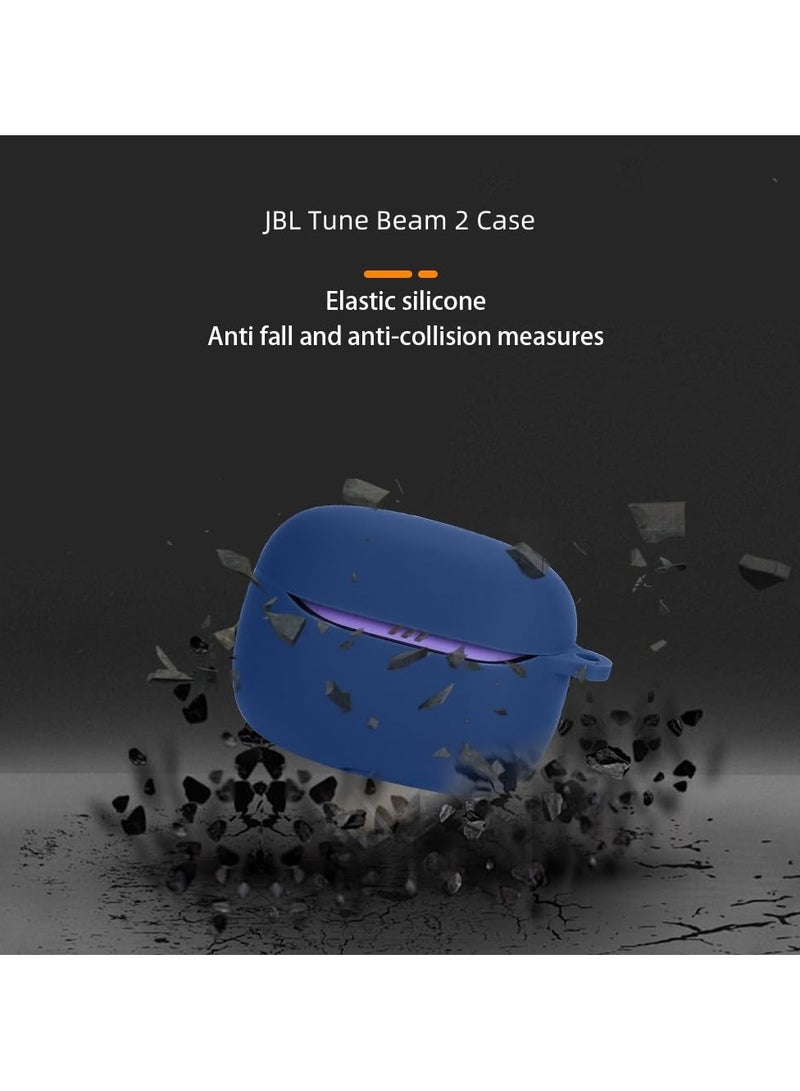 Case Compatible with JBL Tune Beam 2 TPU Soft Silicone Easy to Disassemble Scratch-Resistant Bluetooth Headphone (Dark Blue)