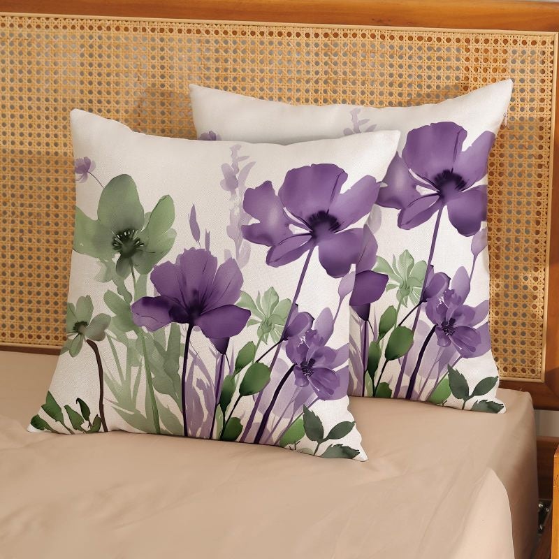 Linen Floral Pillow Covers 18x18 Inches Set of 2 - Sage Green Floral Pillow Covers with Hidden Zipper Closure for Home Sofa Outdoor Decor - Image 4