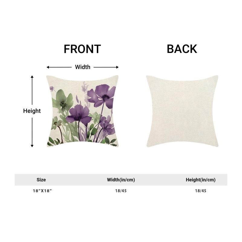 Linen Floral Pillow Covers 18x18 Inches Set of 2 - Sage Green Floral Pillow Covers with Hidden Zipper Closure for Home Sofa Outdoor Decor - Image 3