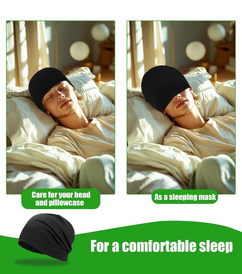 SRLLBBY Lightweight Cotton Beanie, Breathable Thin Sleep Hats, Skull Caps for Running Cycling Hiking Fishing (Black) - Image 4