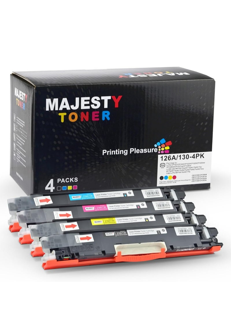 Majesty 126A CE310A CE311A CE312A CE313A Color Toner Set Compatible with HP Laserjet Pro M175 M175nw M175a M176n M177fw CP1025 CP1025nw M275 M275nw Printer (Black Blue Yellow Magenta )  - Image 1