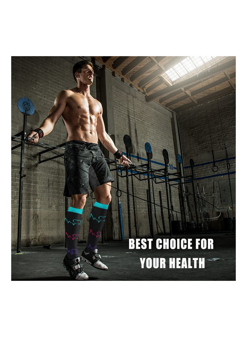 Excefore جوارب ضاغطة، 4 أزواج للنساء والرجال، 20-30 ملم زئبقي هي الأفضل للرياضة والسفر والجري واللياقة البدنية وتقليل آلام الساق والتعافي بشكل أسرع (4 ألوان) L/XL - Image 3