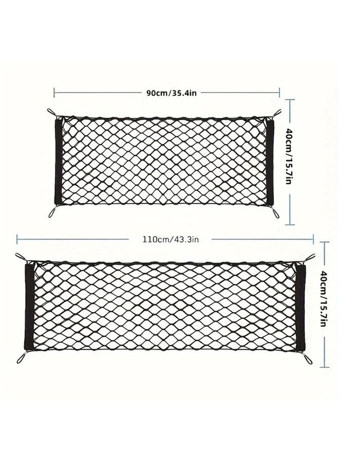 1 Set Large Elastic Mesh Car Trunk Storage Net With Hooks For Luggage Cargo - Image 3