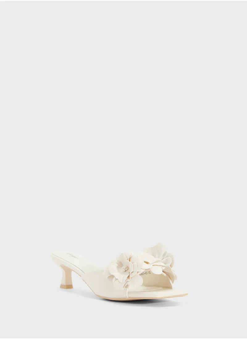 Ginger Heeled Sandal With Floral Detail