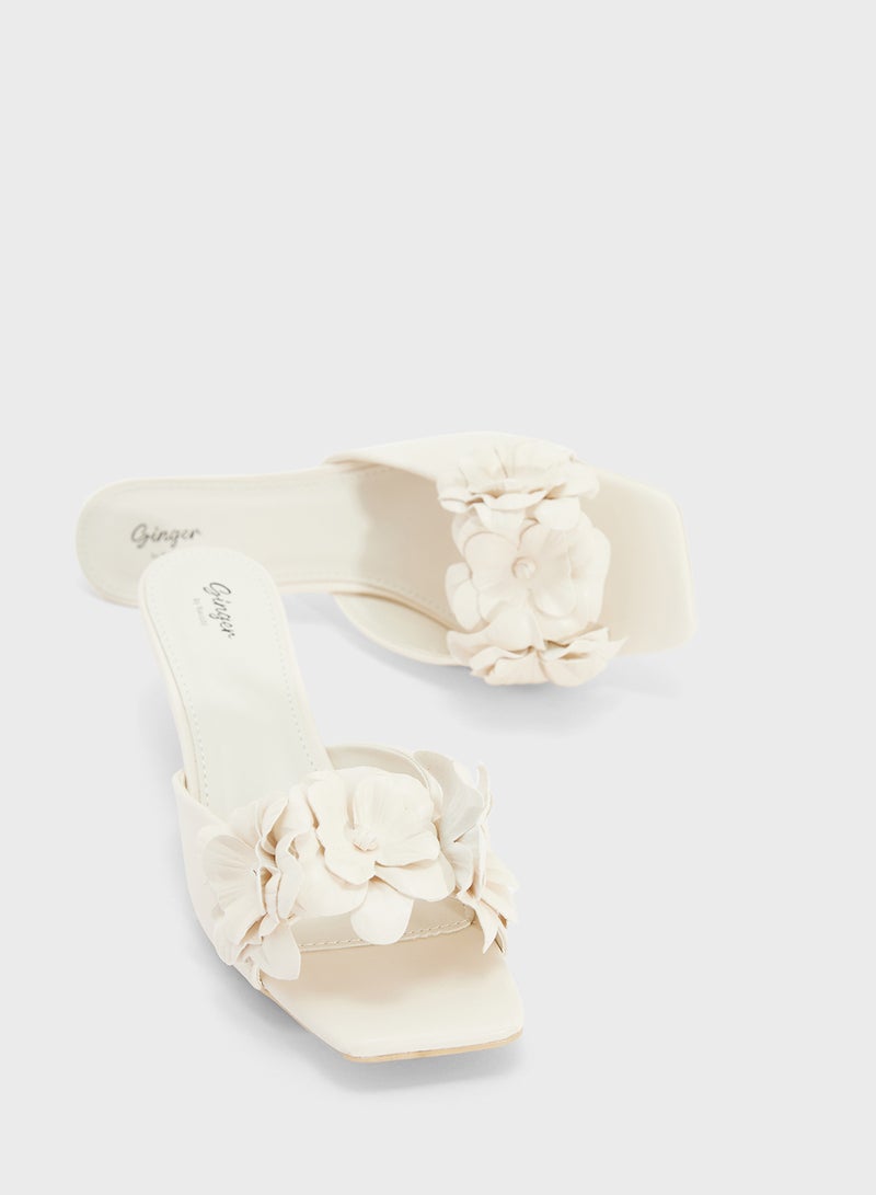 Ginger Heeled Sandal With Floral Detail  - Image 4