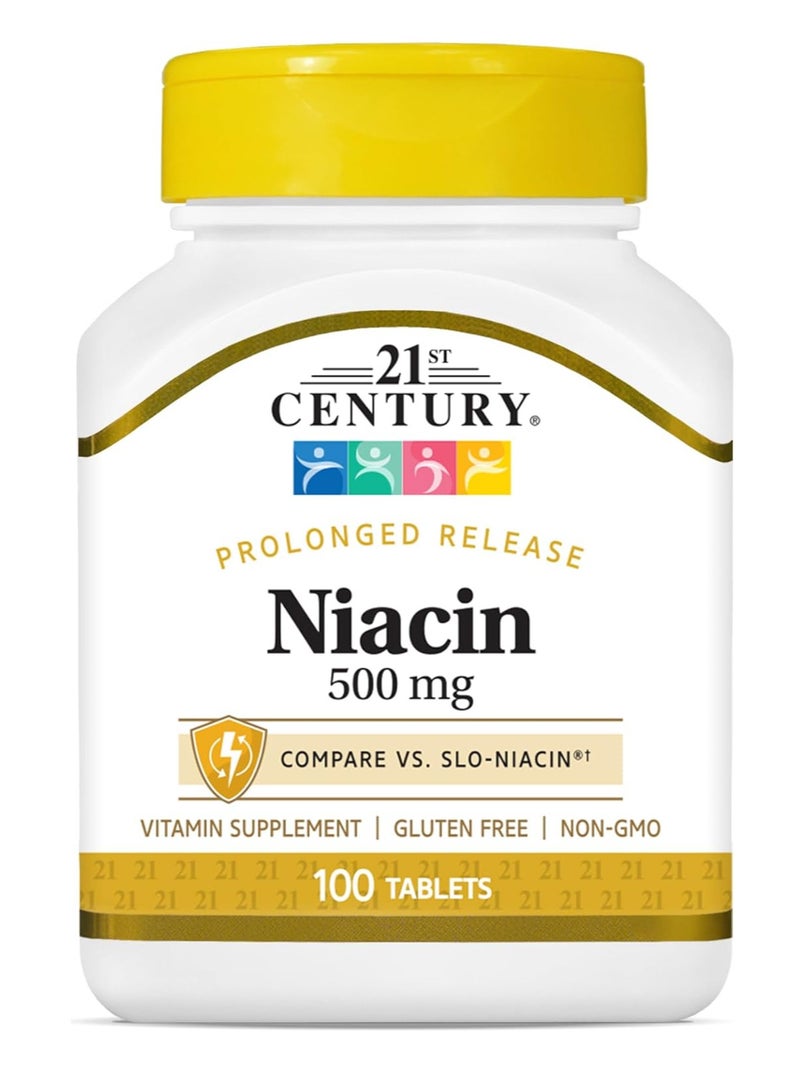 21st Century Niacin 500 mg Prolonged Release Tablets, 100 Count - Image 1