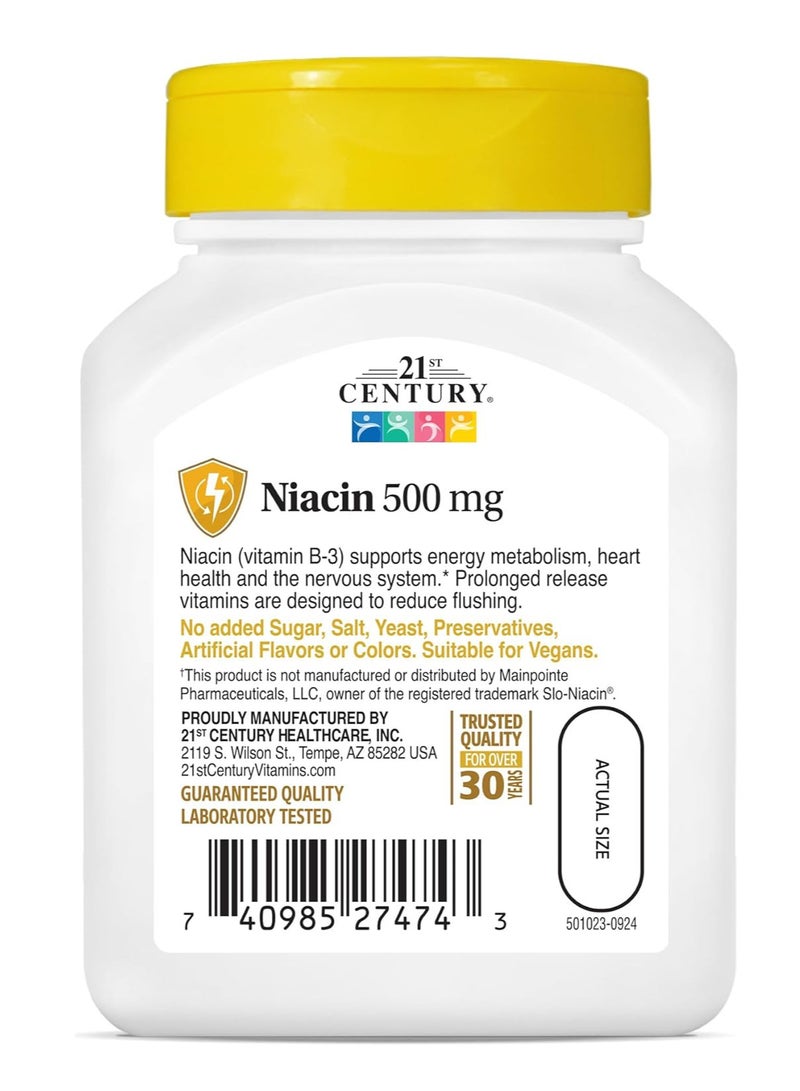 21st Century Niacin 500 mg Prolonged Release Tablets, 100 Count - Image 2