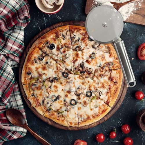 Oblivion Stainless Steel Pizza Cutter 1 Pc - Durable Blade with Easy-Grip Handle & Multi-Purpose Kitchen Sharp Slicing Tool, Ideal for Cutting Breads, Pastry Cake, Paratha Wheel Smooth Rotating Slicer - Image 2