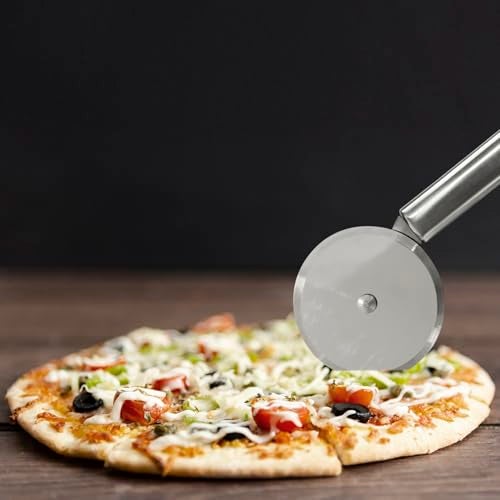 Oblivion Stainless Steel Pizza Cutter 1 Pc - Durable Blade with Easy-Grip Handle & Multi-Purpose Kitchen Sharp Slicing Tool, Ideal for Cutting Breads, Pastry Cake, Paratha Wheel Smooth Rotating Slicer - Image 4