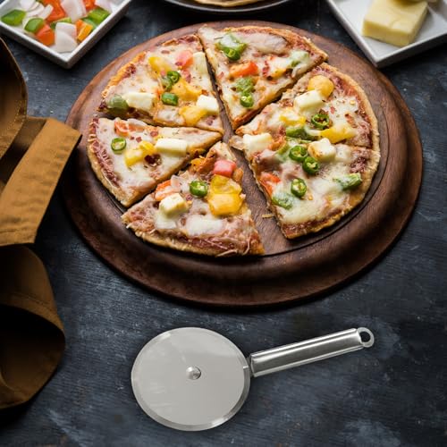 Oblivion Stainless Steel Pizza Cutter 1 Pc - Durable Blade with Easy-Grip Handle & Multi-Purpose Kitchen Sharp Slicing Tool, Ideal for Cutting Breads, Pastry Cake, Paratha Wheel Smooth Rotating Slicer - Image 5