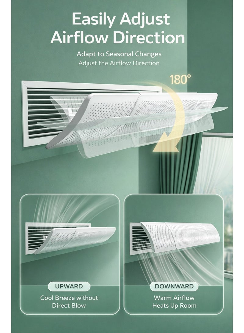 ARNOTEC Adjustable air vent deflector for central air conditioning, universal top/side vents (49-86cm), effectively controls airflow direction and improves air quality-1 Pack - Image 3