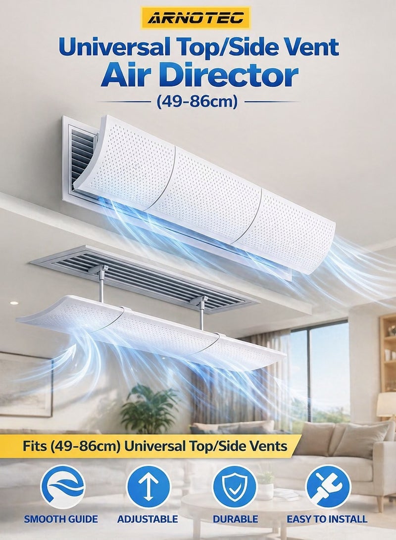 ARNOTEC Adjustable air vent deflector for central air conditioning, universal top/side vents (49-86cm), effectively controls airflow direction and improves air quality-1 Pack - Image 1
