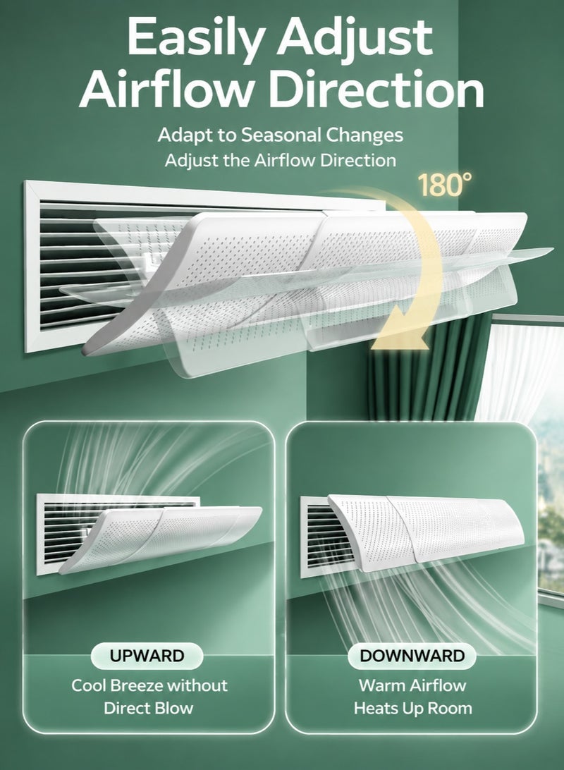 ARNOTEC Adjustable air vent deflector for central air conditioning, universal top/side vents (49-86cm), effectively controls airflow direction and improves air quality-1 Pack - Image 3