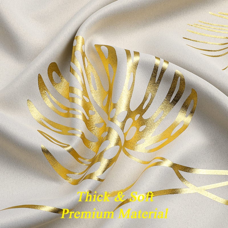 Estelar Textiler Blackout Window Curtain Panels Grommet Thermal Insulated Gold Palm Tree Wheat Pattern Room Darkening Curtains for Living Room  52Wx72L  Cream Beige  2 Panels - Image 5