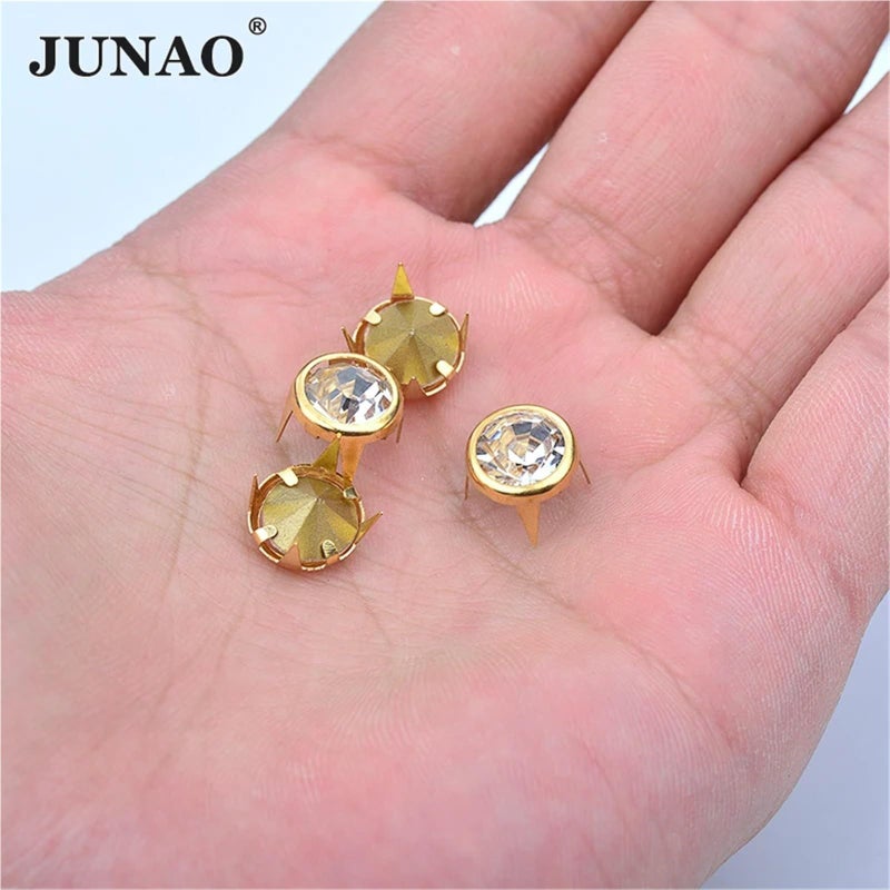 Random Mix 250 Pcs Gold Claw Rhinestone Rivet Metal Studs Decorative Spikes - Image 5