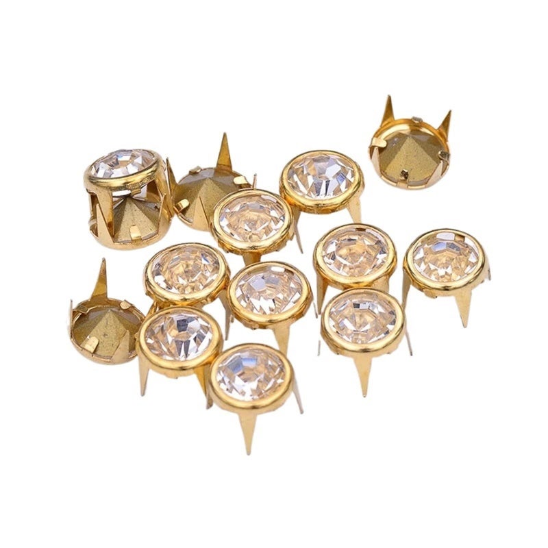 Random Mix 250 Pcs Gold Claw Rhinestone Rivet Metal Studs Decorative Spikes - Image 2