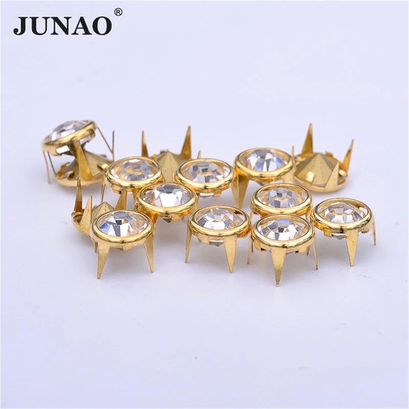 Random Mix 250 Pcs Gold Claw Rhinestone Rivet Metal Studs Decorative Spikes - Image 4