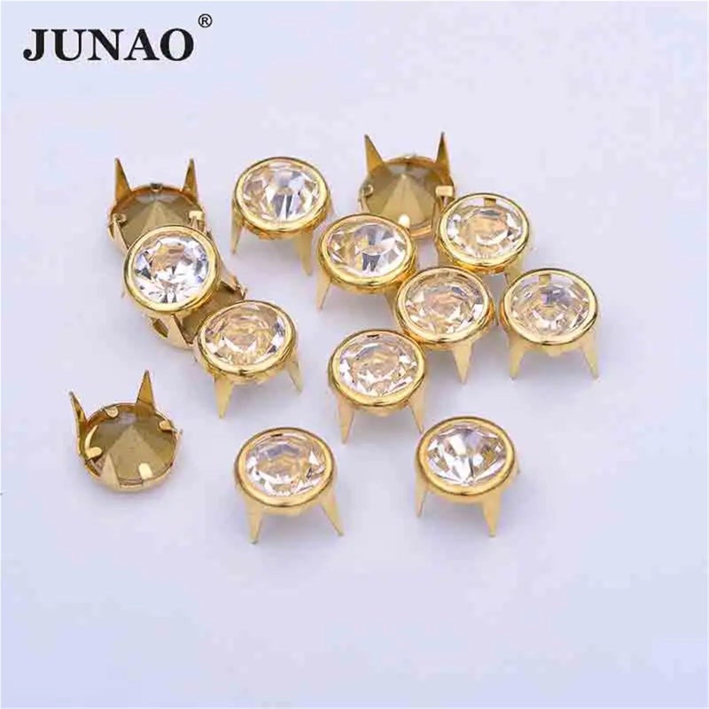 Random Mix 250 Pcs Gold Claw Rhinestone Rivet Metal Studs Decorative Spikes - Image 3