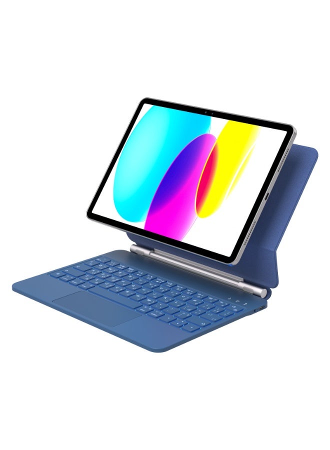 GREEN LION Wireless Magic Keyboard Case with High sensitivity touchpad & Foldable and portable / Easy to fold and carry / 7 colors light modes / Pencil holder / Battery capacity 500mAh / Charging port Type-C - Blue - Image 1