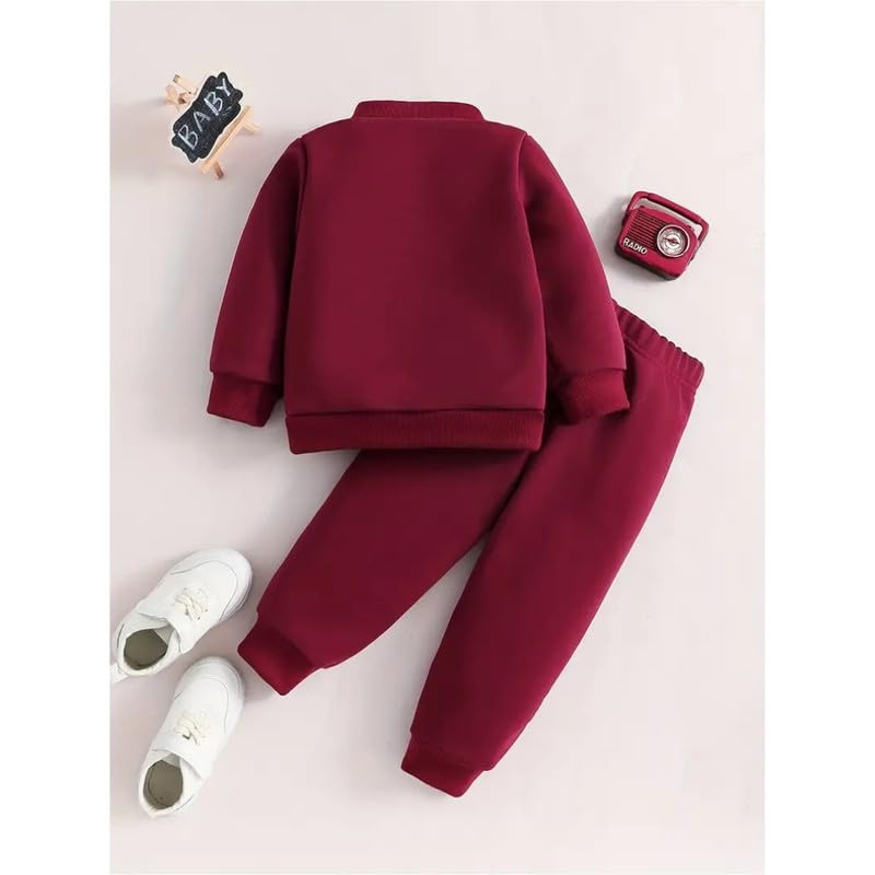 Fommy Cotton Baby Clothing Set - Cute Teddy Bear T-Shirt & Pant Outfit for Boys & Girls | Perfect Baby Dress, T-Shirt & Pants Combo | Stylish Baby Wear (Soft Maroon Bear Hug, 1-2 Year), Printed - Image 2
