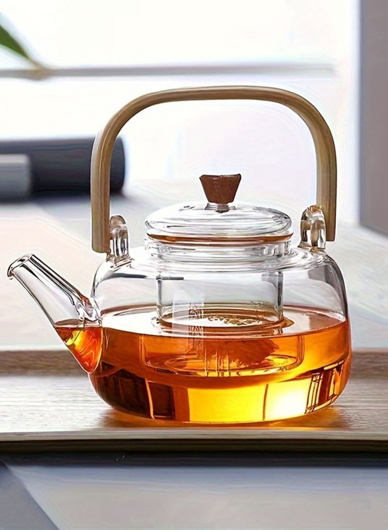 EzzySo Glass Teapot 1000ml Tea Pot with Detachable Tea Infuser Stove Top Safe Clear Teapot 34 OZ with Infusers for Loose Tea Glass Tea Kettle Glass Tea Maker Gift  - Image 1