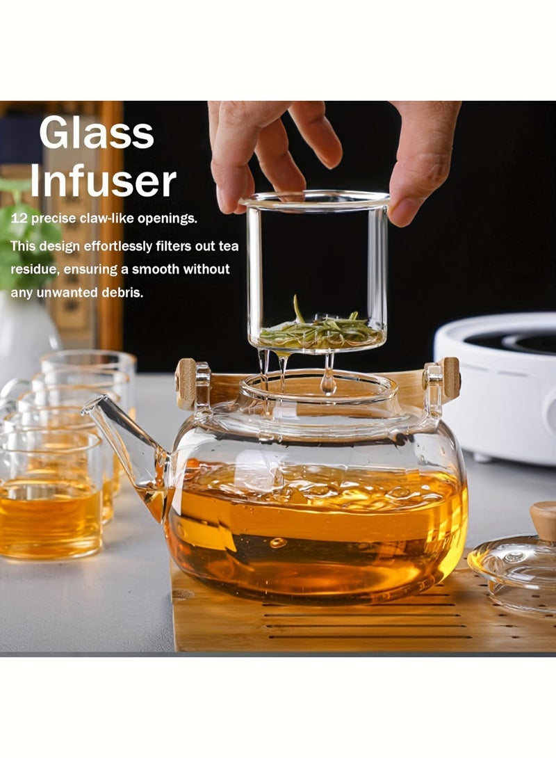 EzzySo Glass Teapot 1000ml Tea Pot with Detachable Tea Infuser Stove Top Safe Clear Teapot 34 OZ with Infusers for Loose Tea Glass Tea Kettle Glass Tea Maker Gift  - Image 2