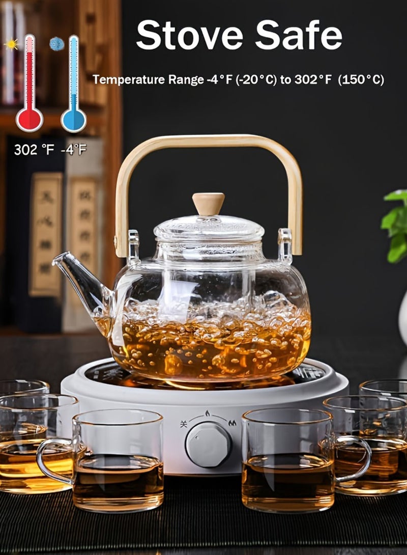 EzzySo Glass Teapot 1000ml Tea Pot with Detachable Tea Infuser Stove Top Safe Clear Teapot 34 OZ with Infusers for Loose Tea Glass Tea Kettle Glass Tea Maker Gift  - Image 3