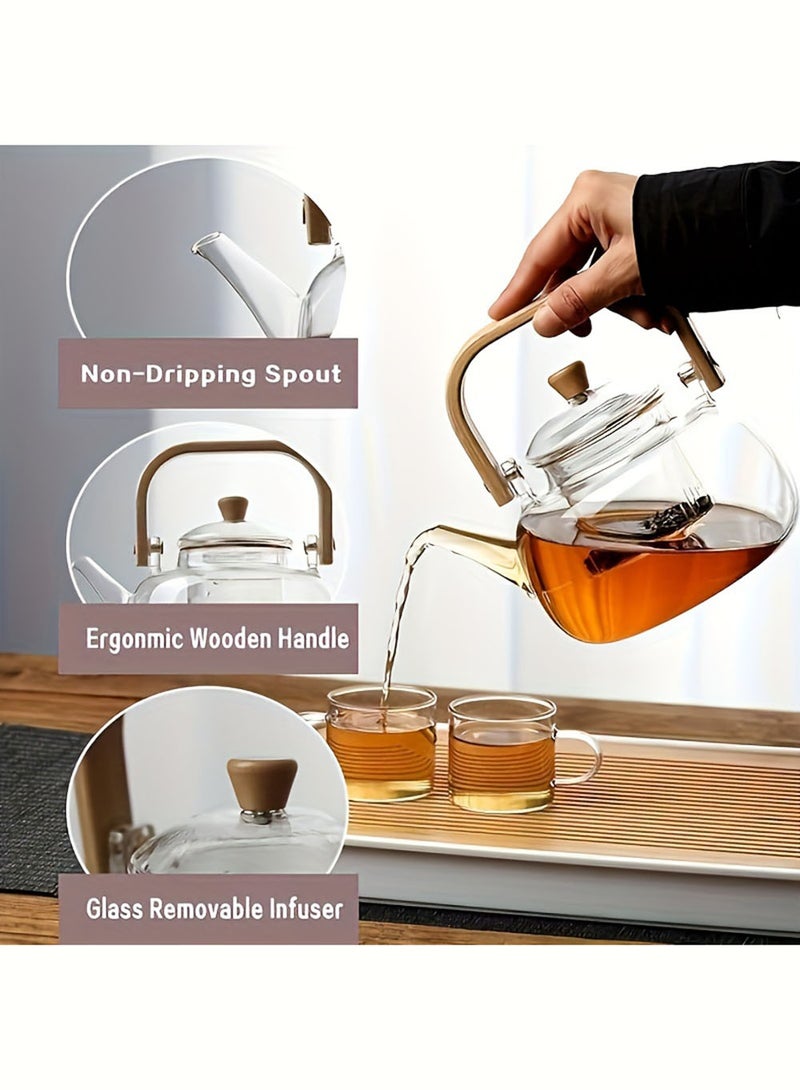 EzzySo Glass Teapot 1000ml Tea Pot with Detachable Tea Infuser Stove Top Safe Clear Teapot 34 OZ with Infusers for Loose Tea Glass Tea Kettle Glass Tea Maker Gift  - Image 4